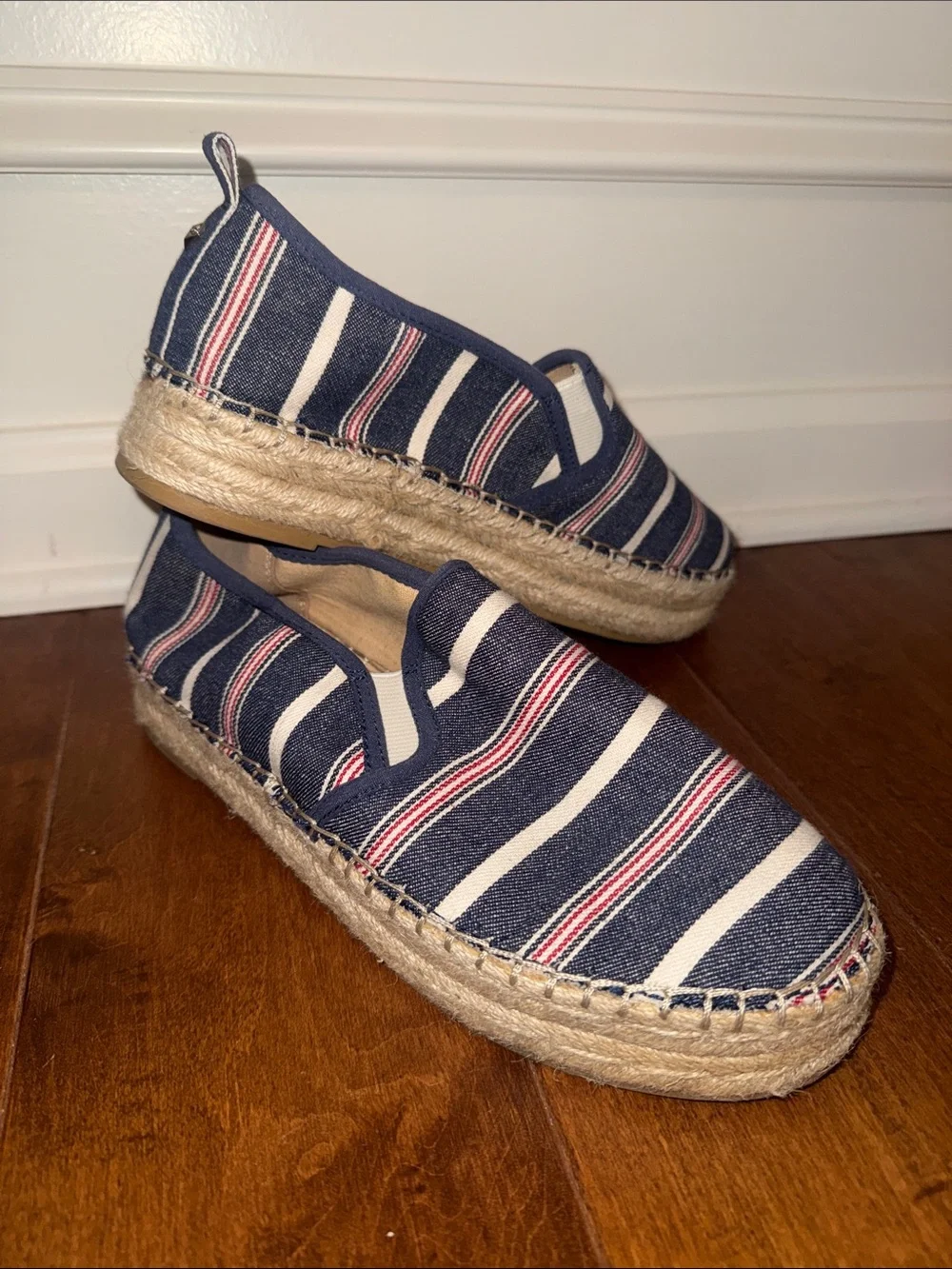Sam Edelman Carrin Espadrille Shoes Blue Striped Size 9.5 Beach